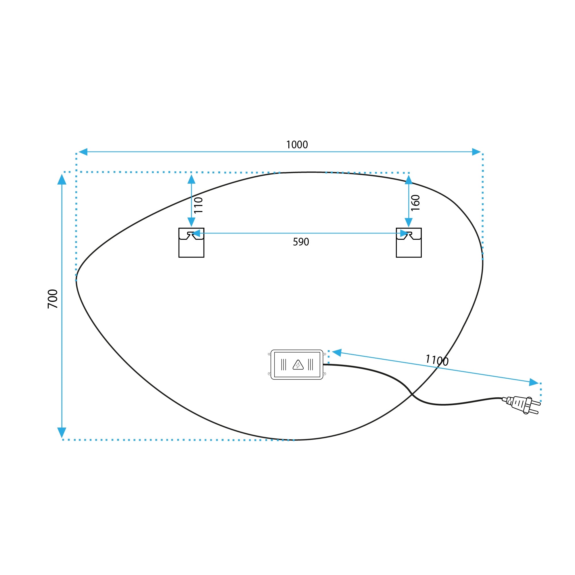 LUSTRO ŚCIENNE LED Z FUNKCJĄ BLUETOOTH 70x100cm FOG  10