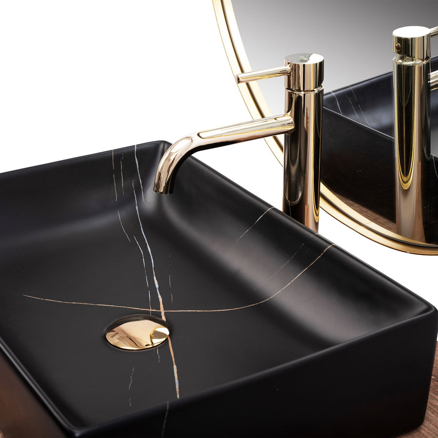 Umywalka nablatowa REA Inga Black Marble Mat