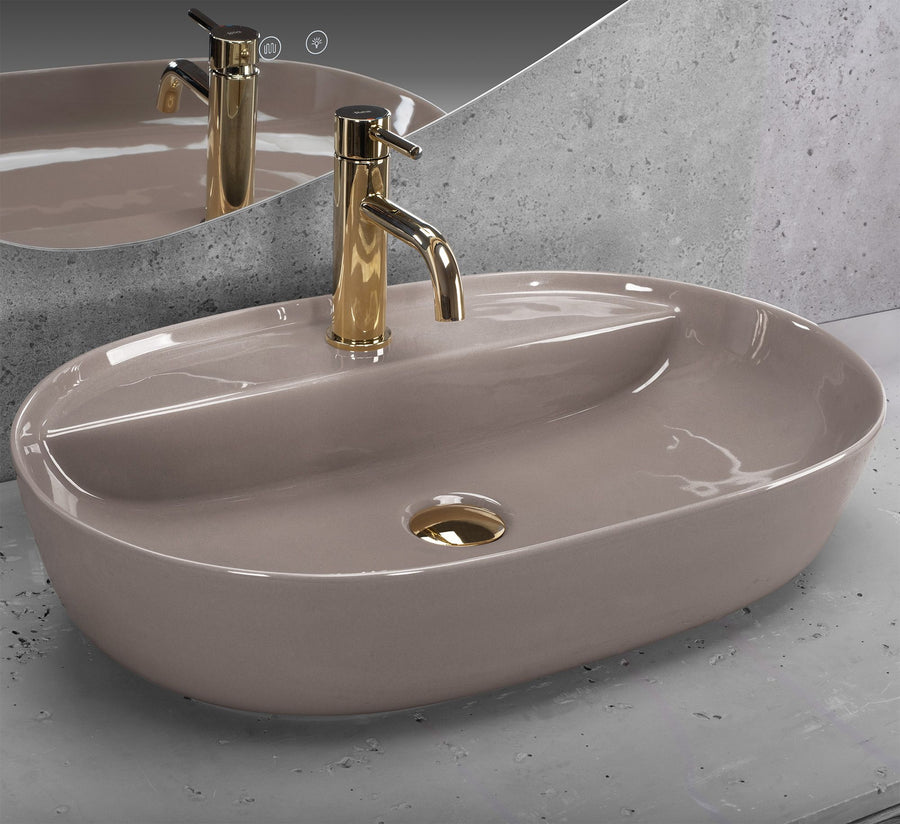 Umywalka REA Aura 61 Beige Shiny  2