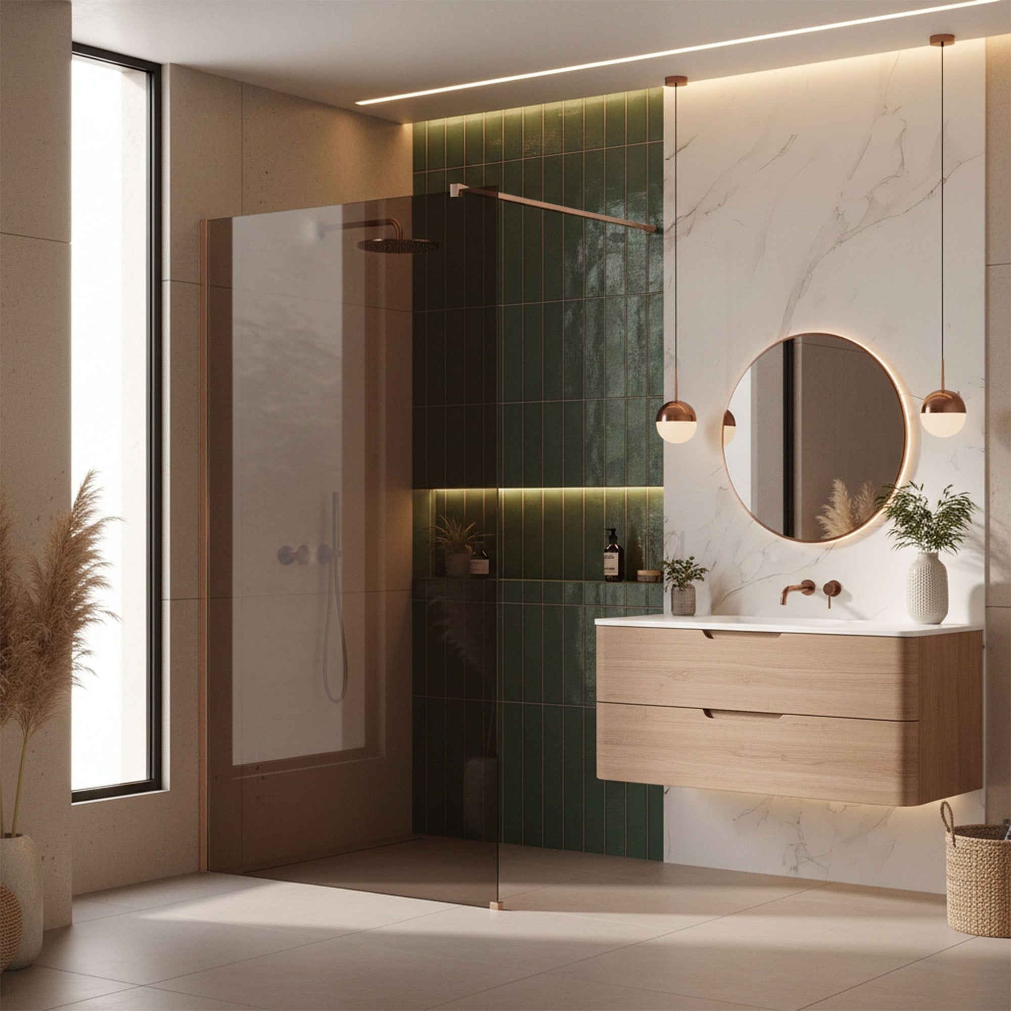 Kabina prysznicowa Walk-In Rea Flexi Brown / Brush Copper 120  3