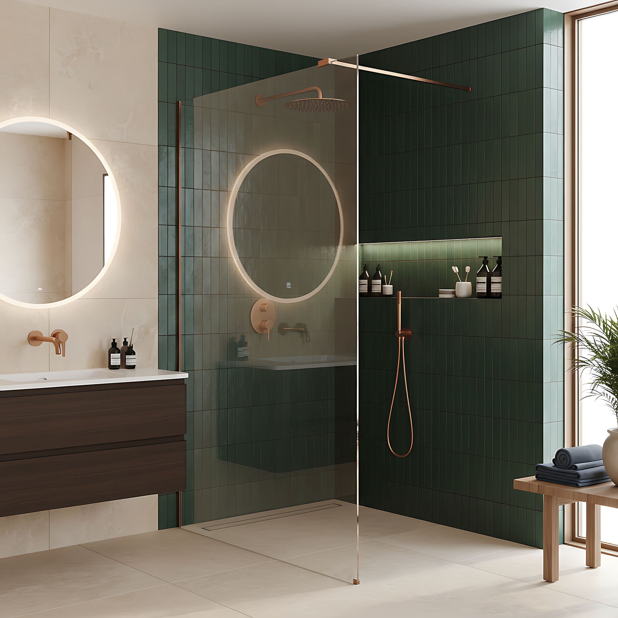 Kabina prysznicowa Walk-In Rea Flexi Transparent / Brush Copper 80  6