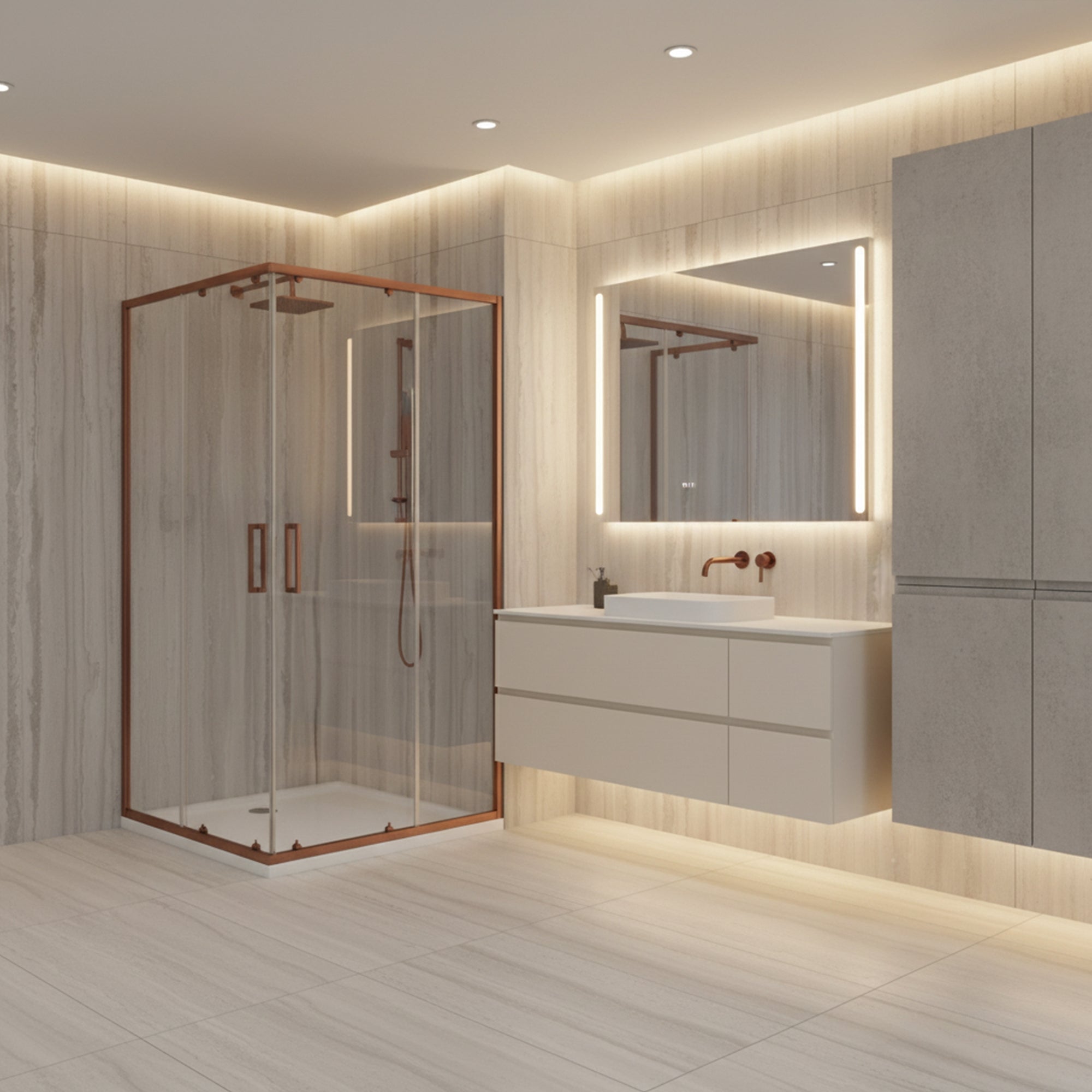 Kabina prysznicowa Rea City 80x100 Miedź Szczotkowana Z brodzikiem Savoy czarny 6