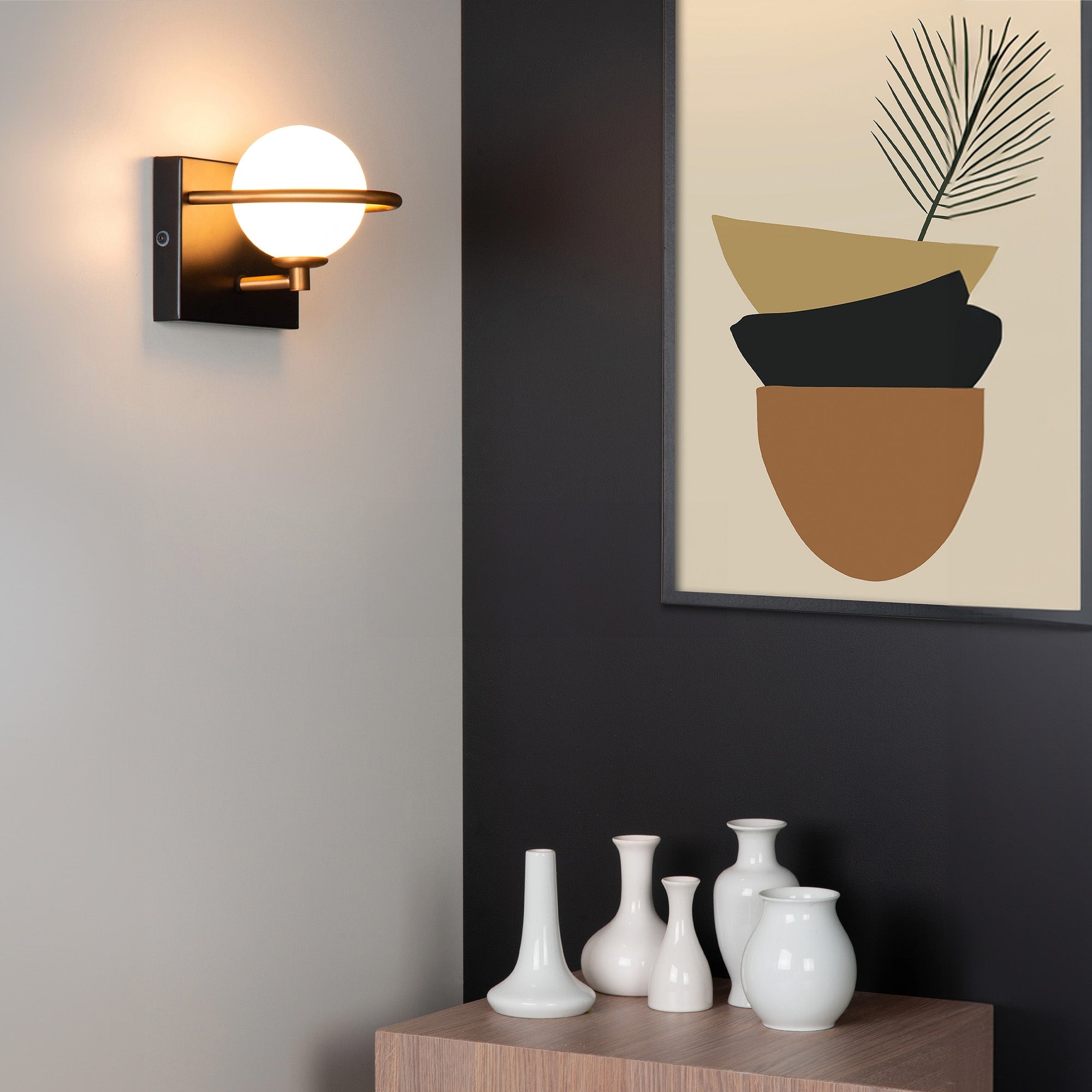 LAMPA ŚCIENNA KINKIET APP1300-1W Czarno Złota  3