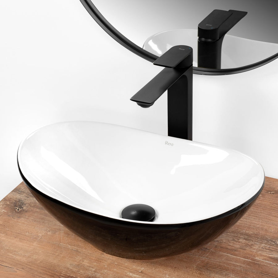 Umywalka Nablatowa REA Royal Mini Black White