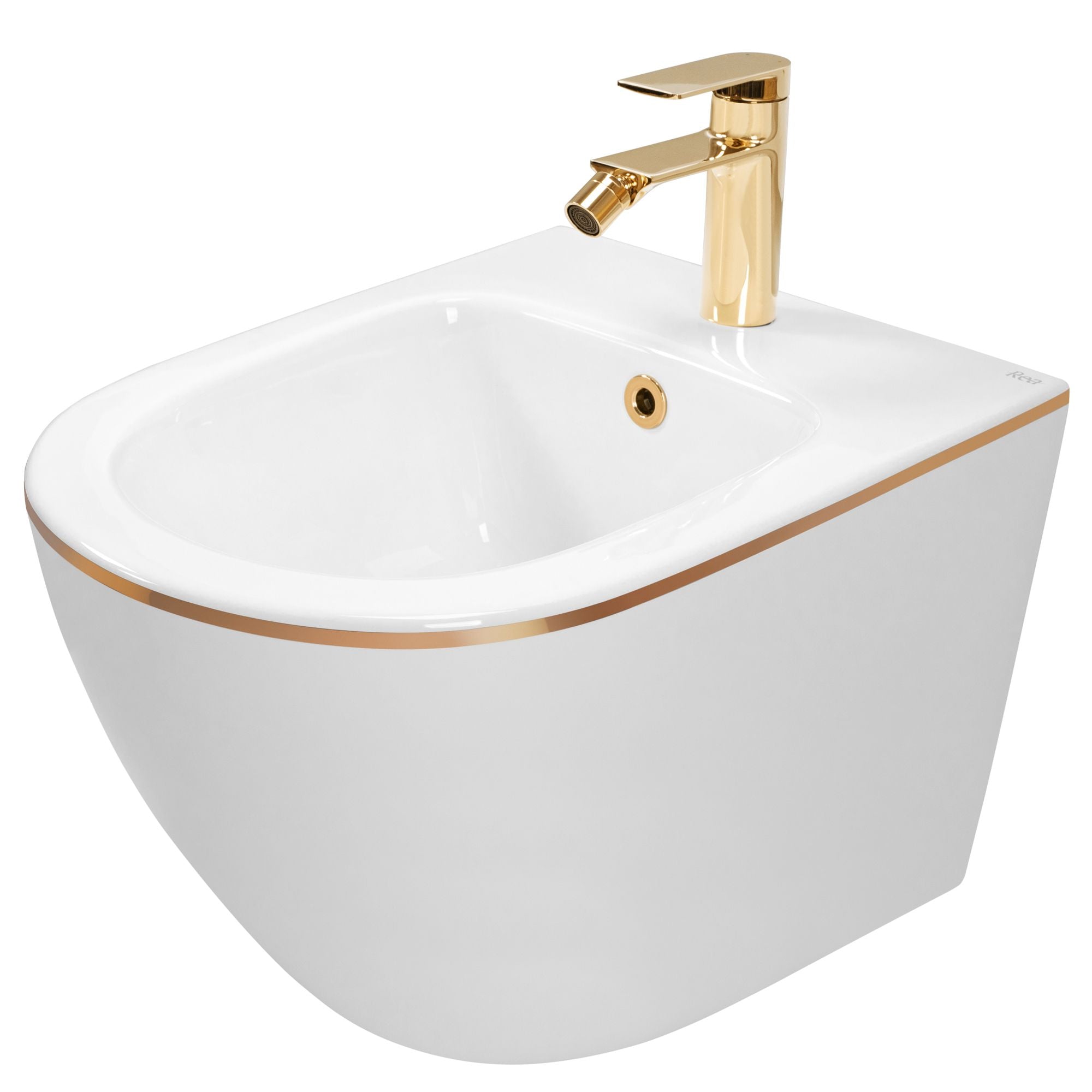 Zestaw Misa WC Carlo Mini Flat + Bidet Carlo Mini White Gold Edge
