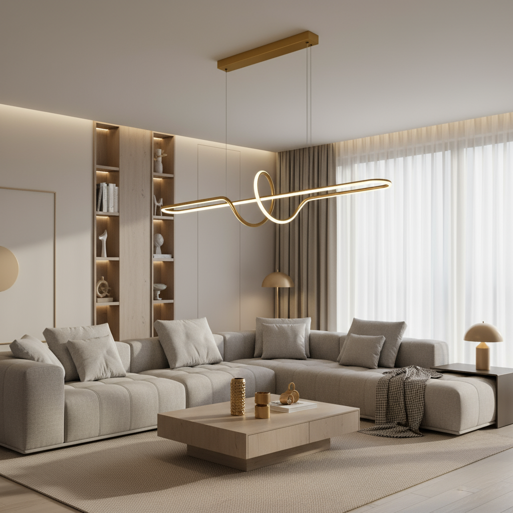 Lampa Sufitowa Wisząca Led Lhj038-cp Złota Szczotkowana  4