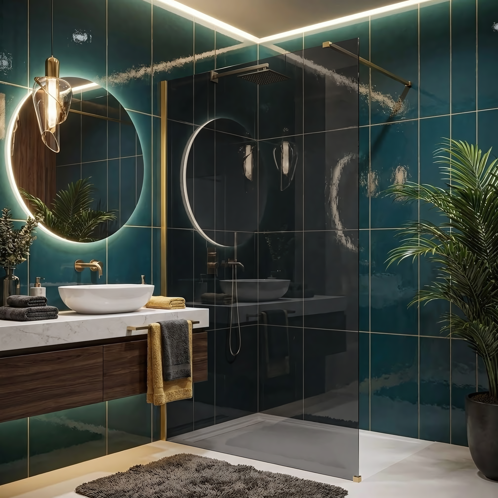 Kabina prysznicowa Walk-In Rea Flexi Grey / Brush Gold 120  5