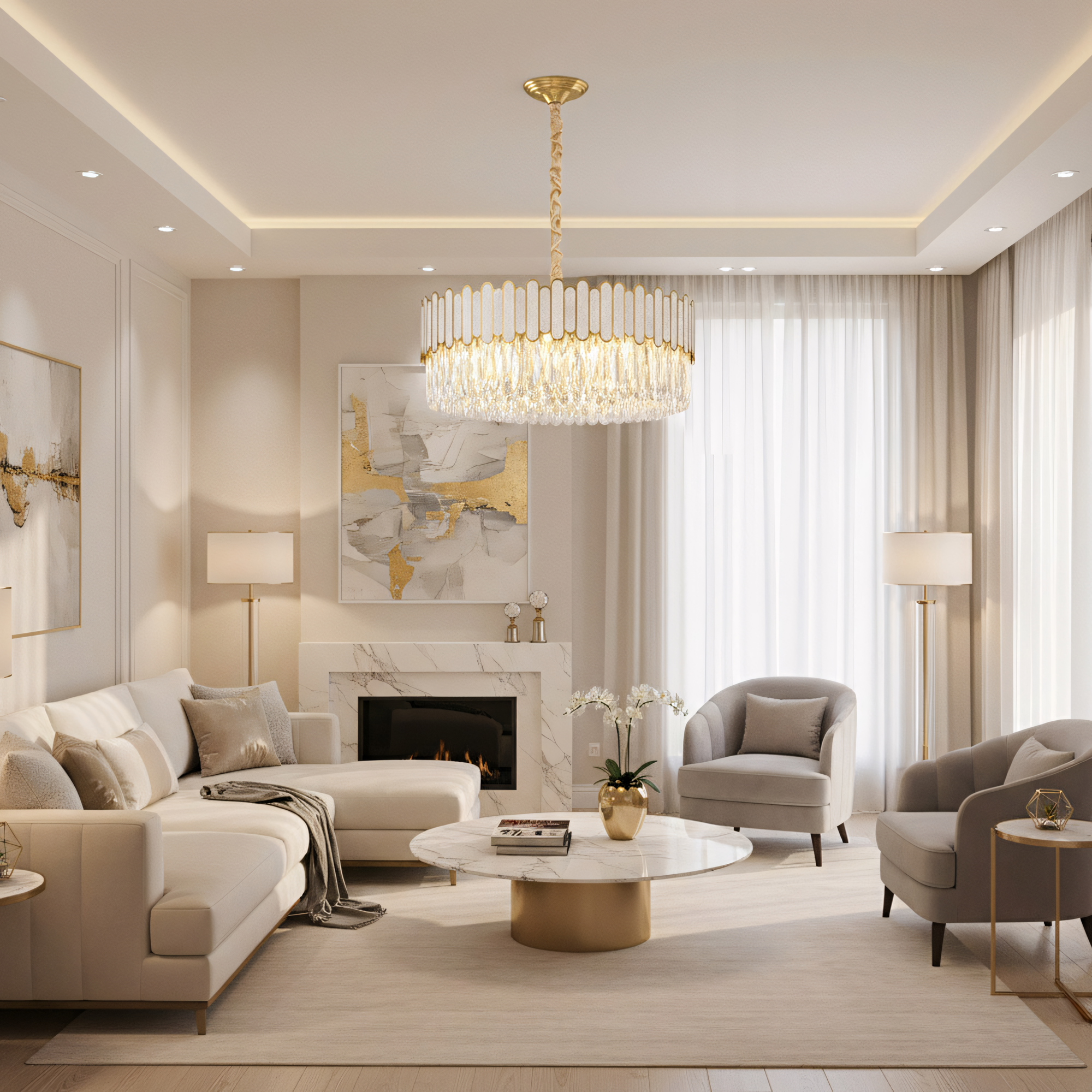 Lampa sufitowa wisząca APP1747-8CP 60 cm Złota  7
