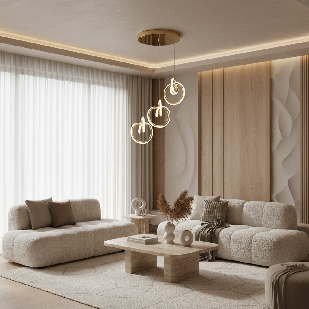 Lampa Sufitowa Wisząca Led Lhj093-3cp Złota  2