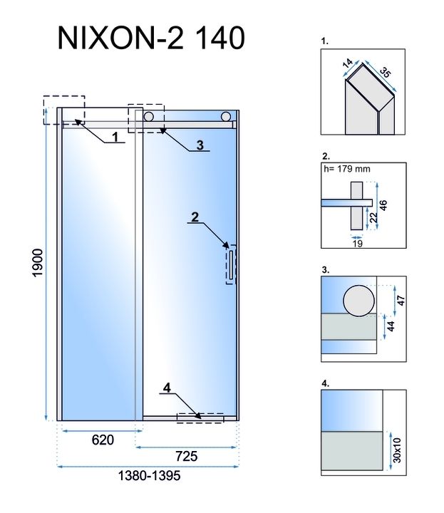 Drzwi prysznicowe Rea Nixon-2 140 Lewe
