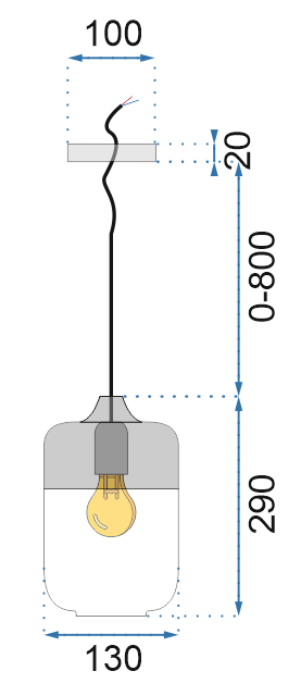 Lampa sufitowa wisząca szklana Zenit B Czarna  11