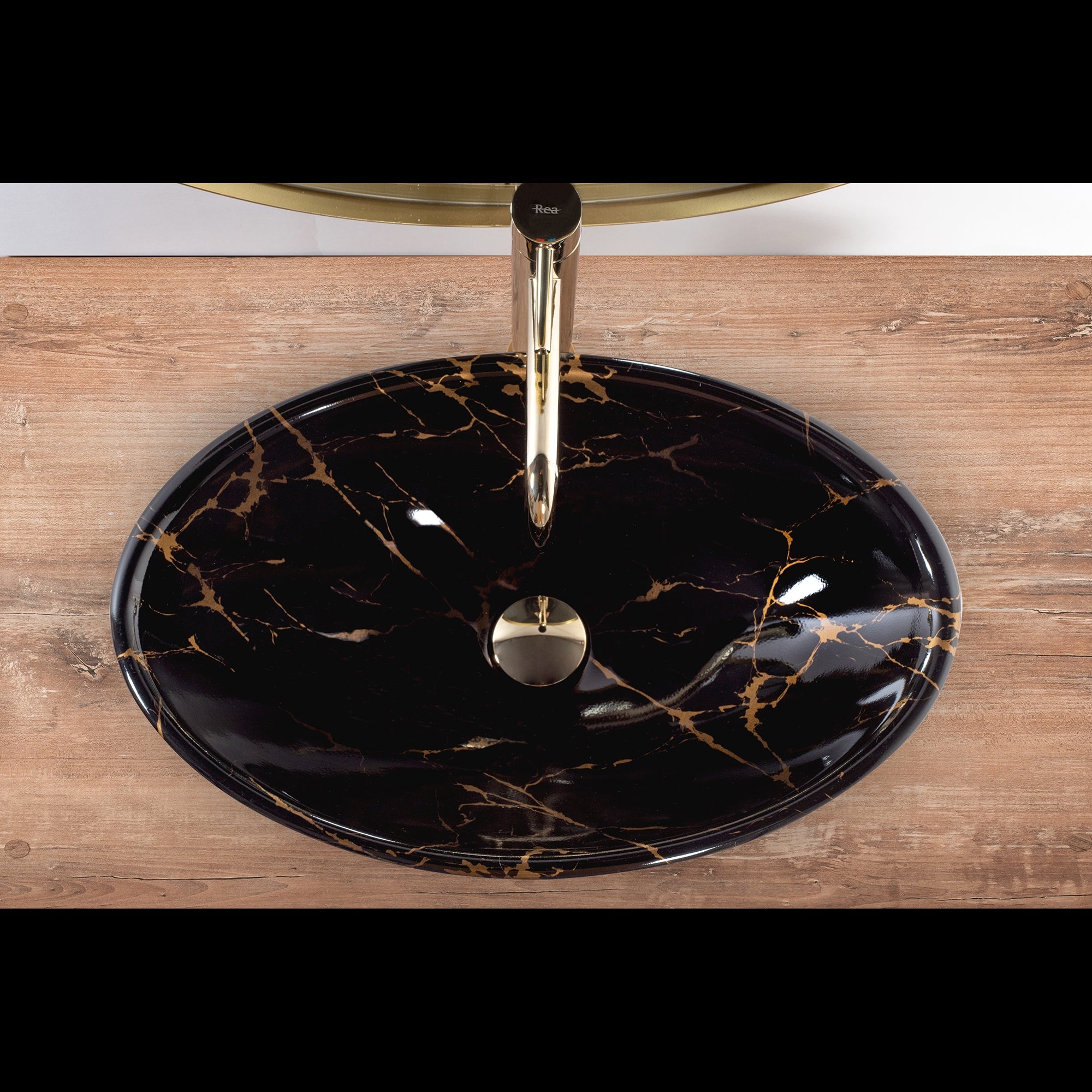 Umywalka nablatowa REA Pamela Black Marble Shiny  5