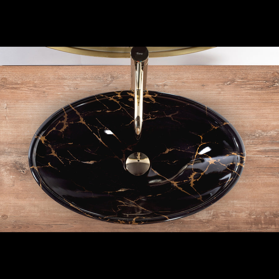 Umywalka nablatowa REA Pamela Black Marble Shiny  5