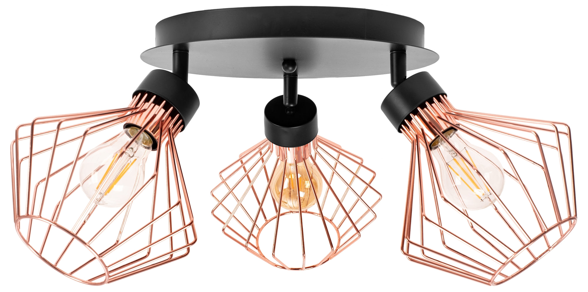 Lampa potrójna metalowa loft plafon  APP536-3C Różowe Złoto  1