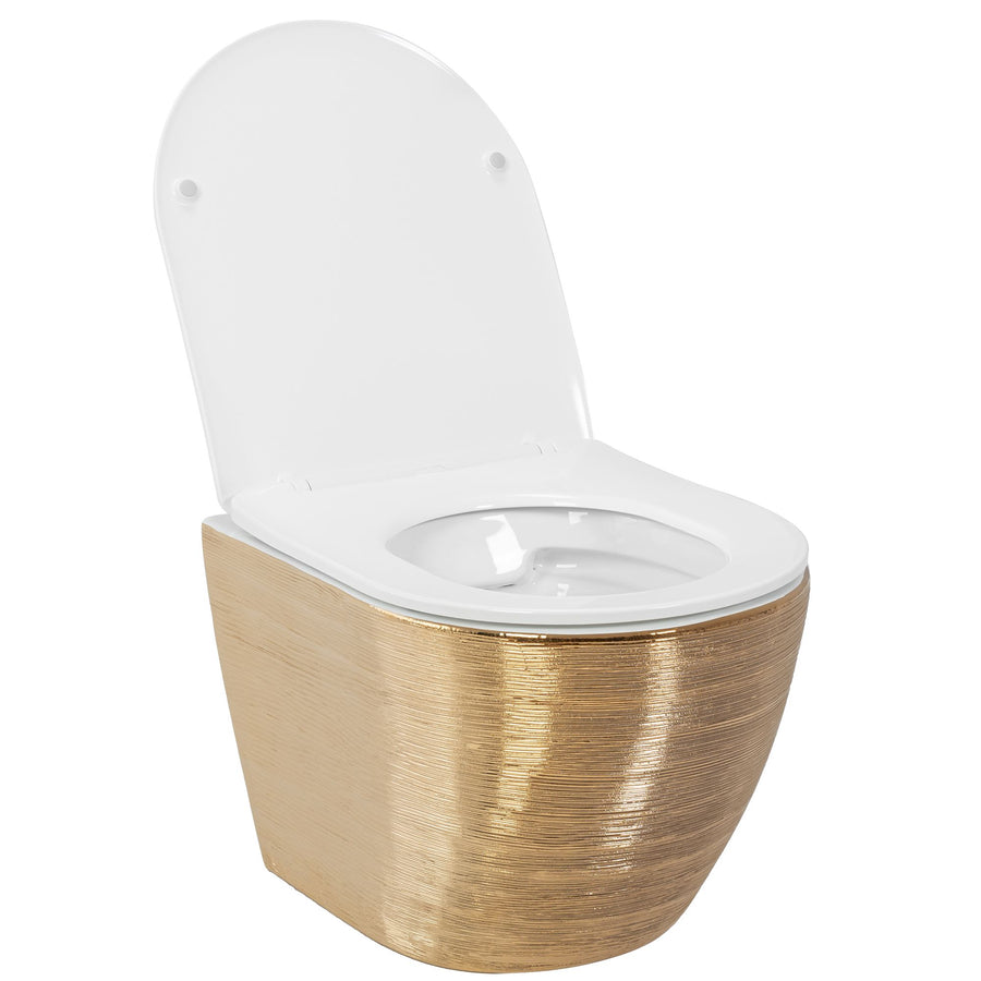 Misa WC podwieszana Carlo Flat złota szczotkowana