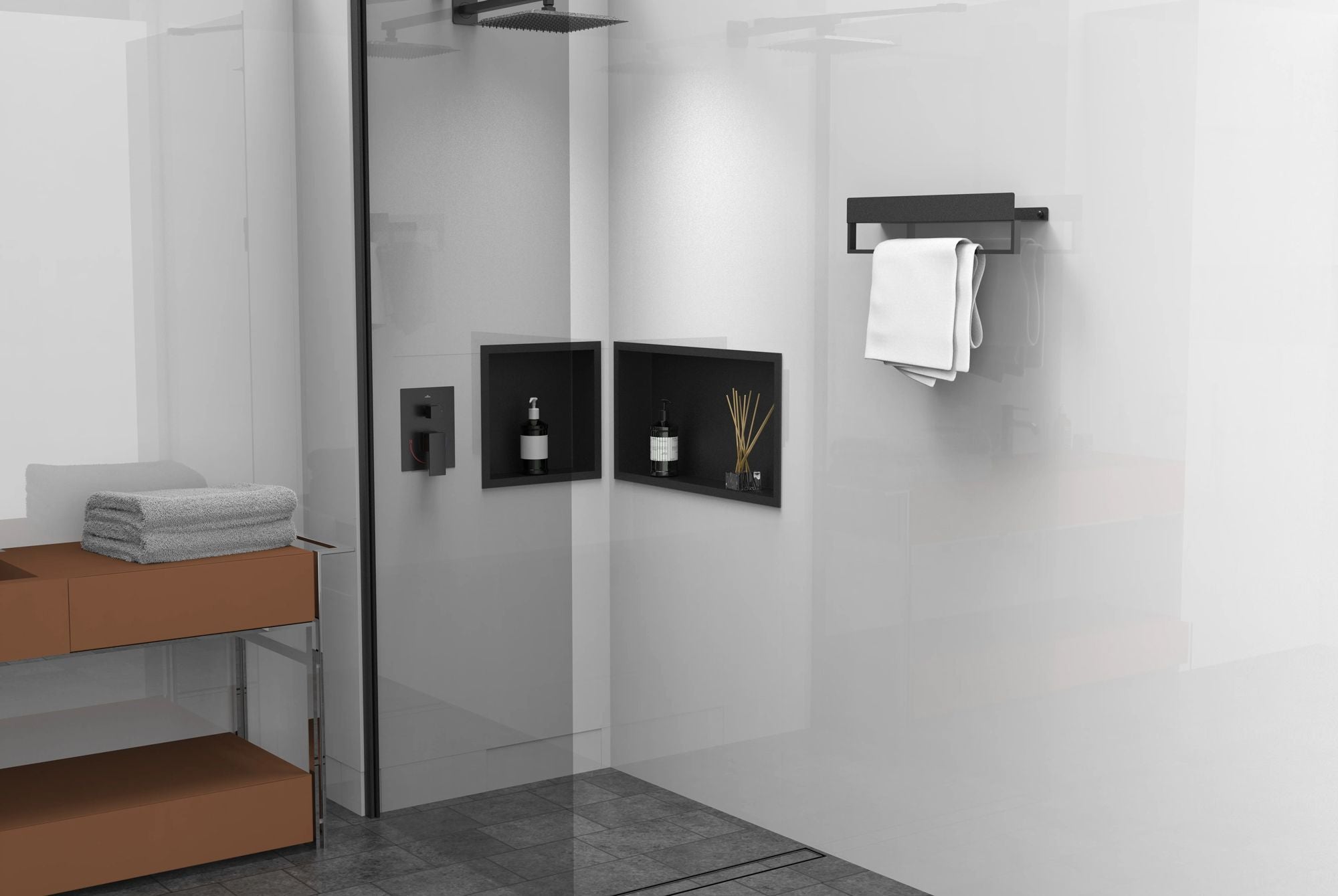 Półka łazienkowa wannowa SF01 60cm czarny mat