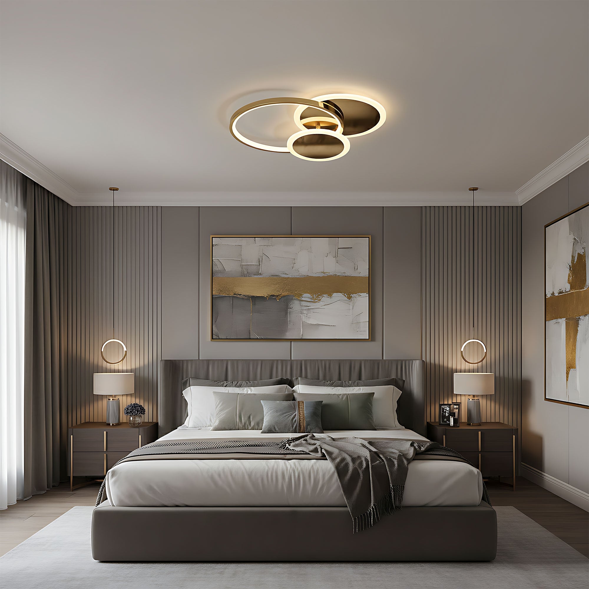 Lampa sufitowa APP1710-C plafon LED Złota + pilot  5