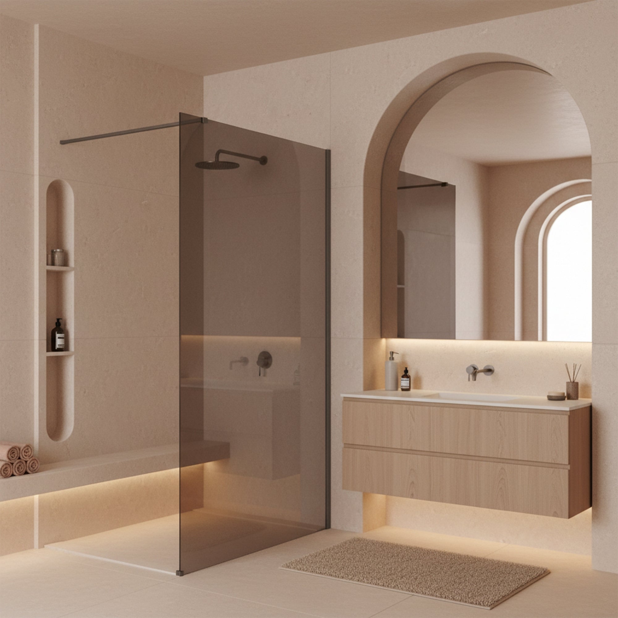Kabina prysznicowa Walk-In Rea Flexi Brown / Tytan 90  3