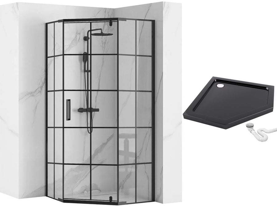 Kabina Rea HEX Black 90x90 Prysznicowa