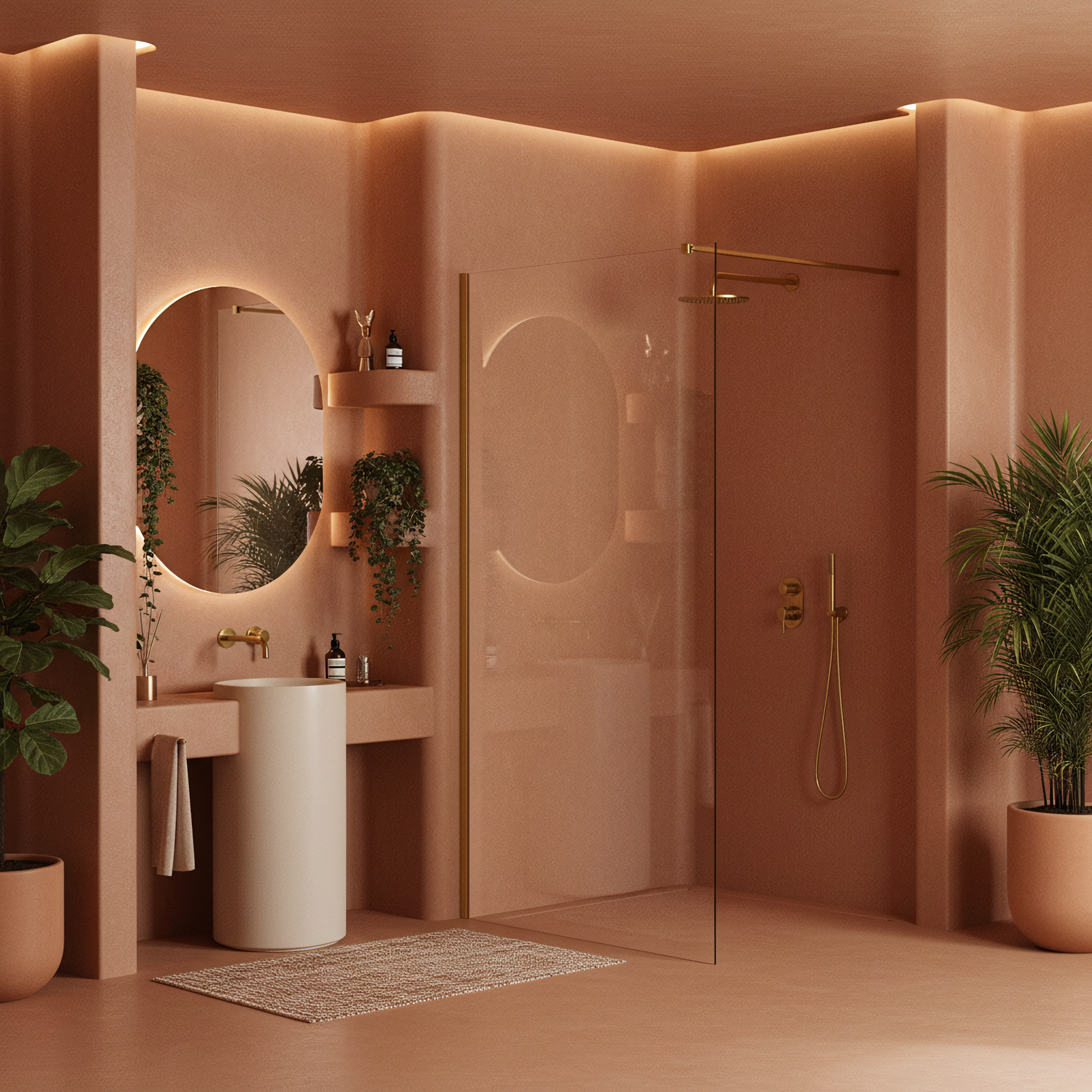 Kabina Prysznicowa Walk-in Rea Flexi Transparent / Brush Gold 110  7
