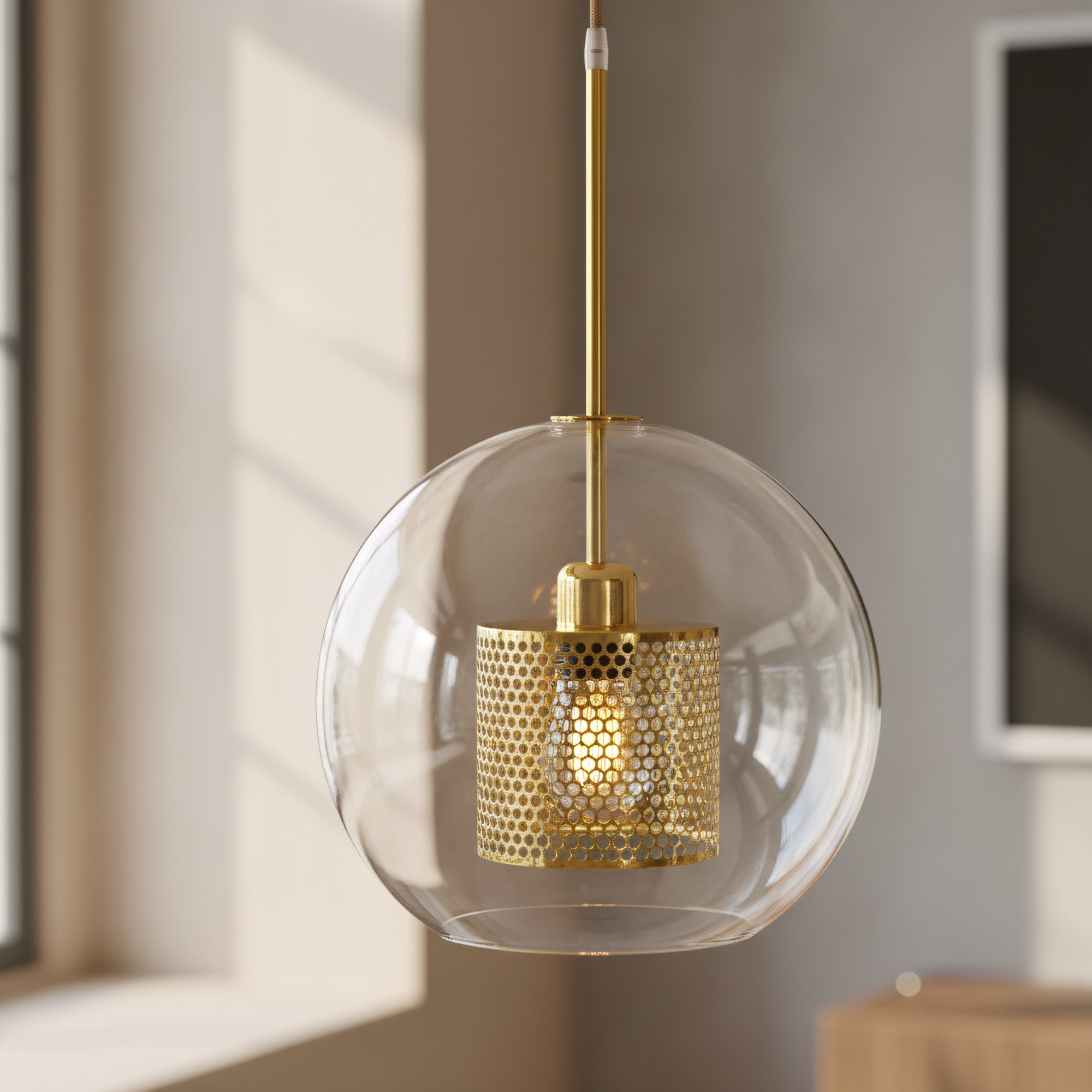 Lampa wisząca szklana loft APP555-1CP 25cm ZŁOTA  10