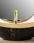 Umywalka nablatowa Rea Royal in Gold marble black mat