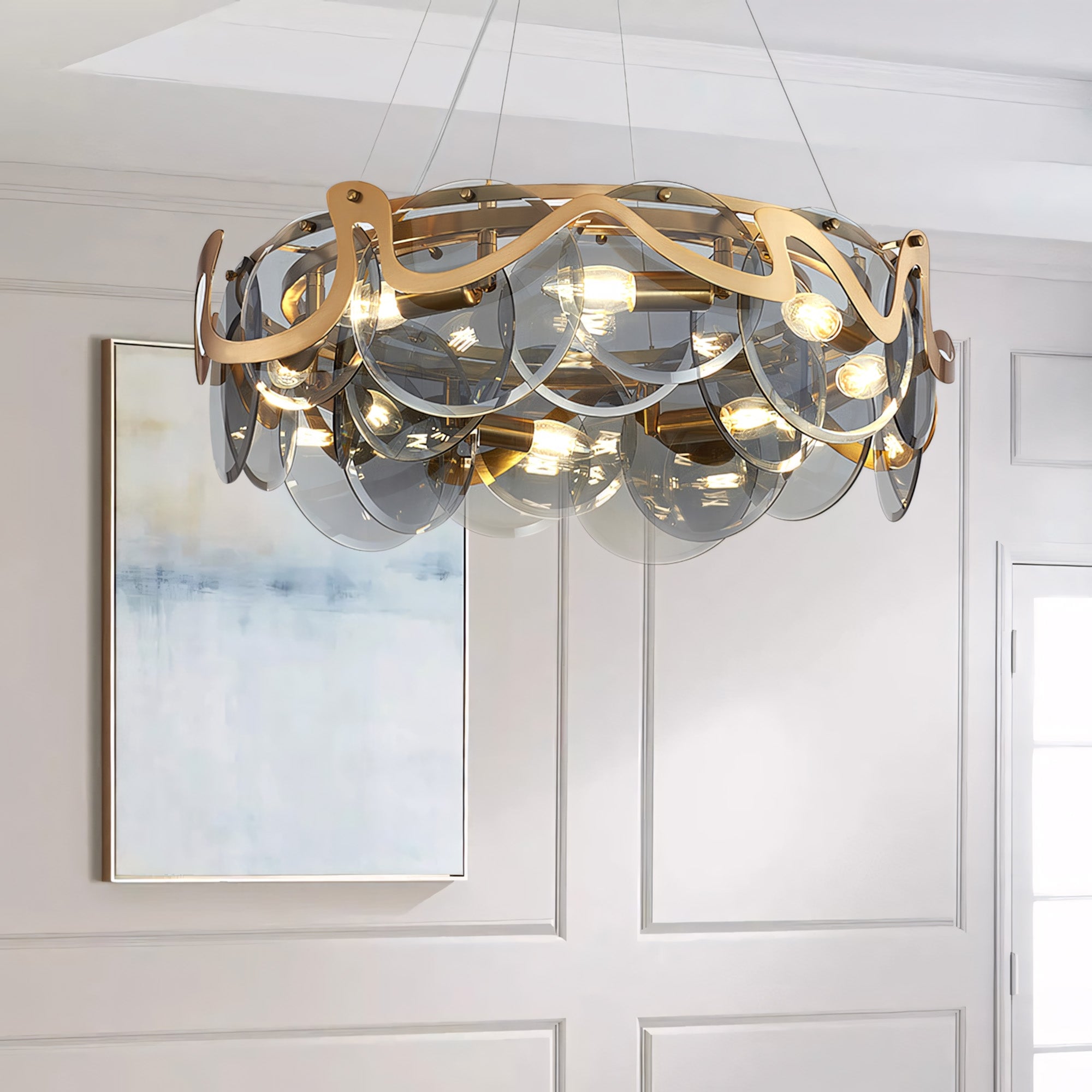 Lampa sufitowa wisząca APP1545-8CP Złota Szczotkowana  2