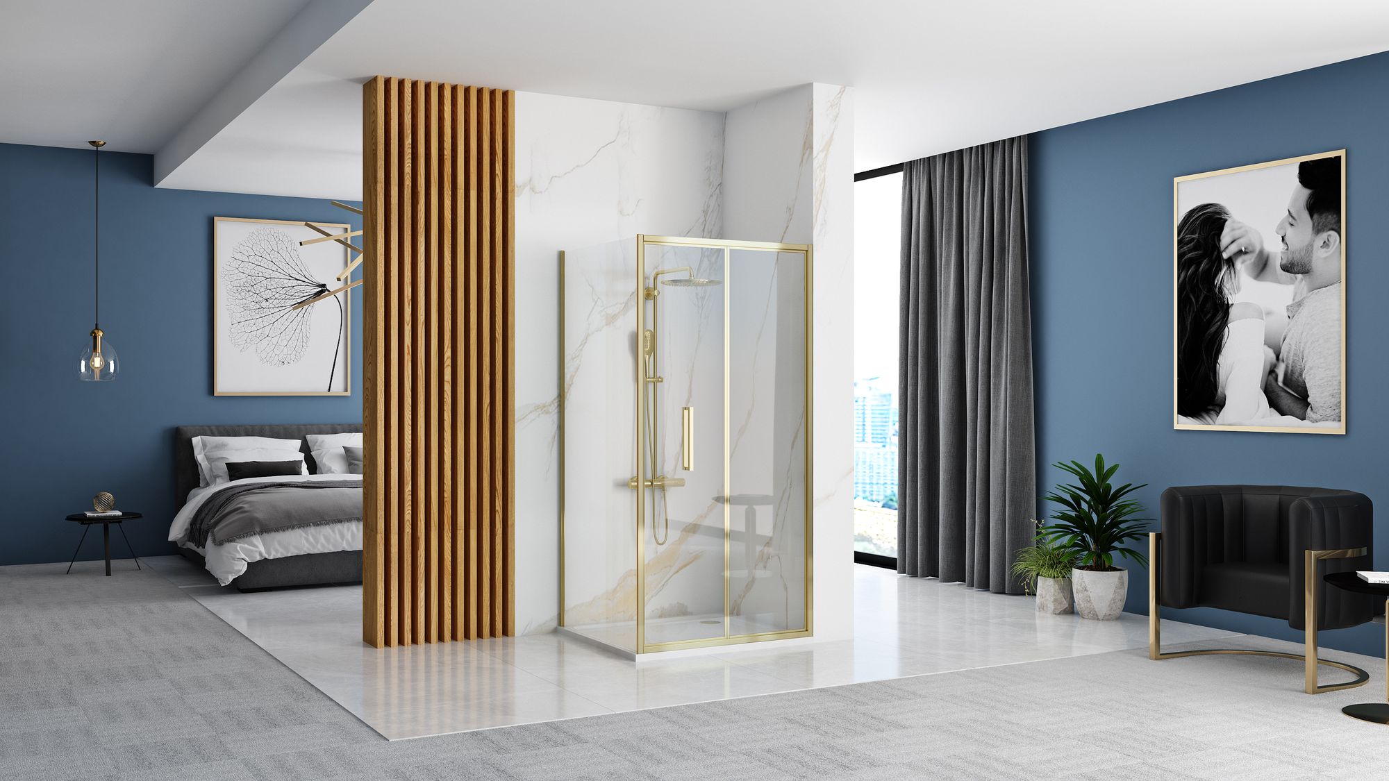 Kabina Prysznicowa Narożna Rapid Fold Złota Gold 100x80