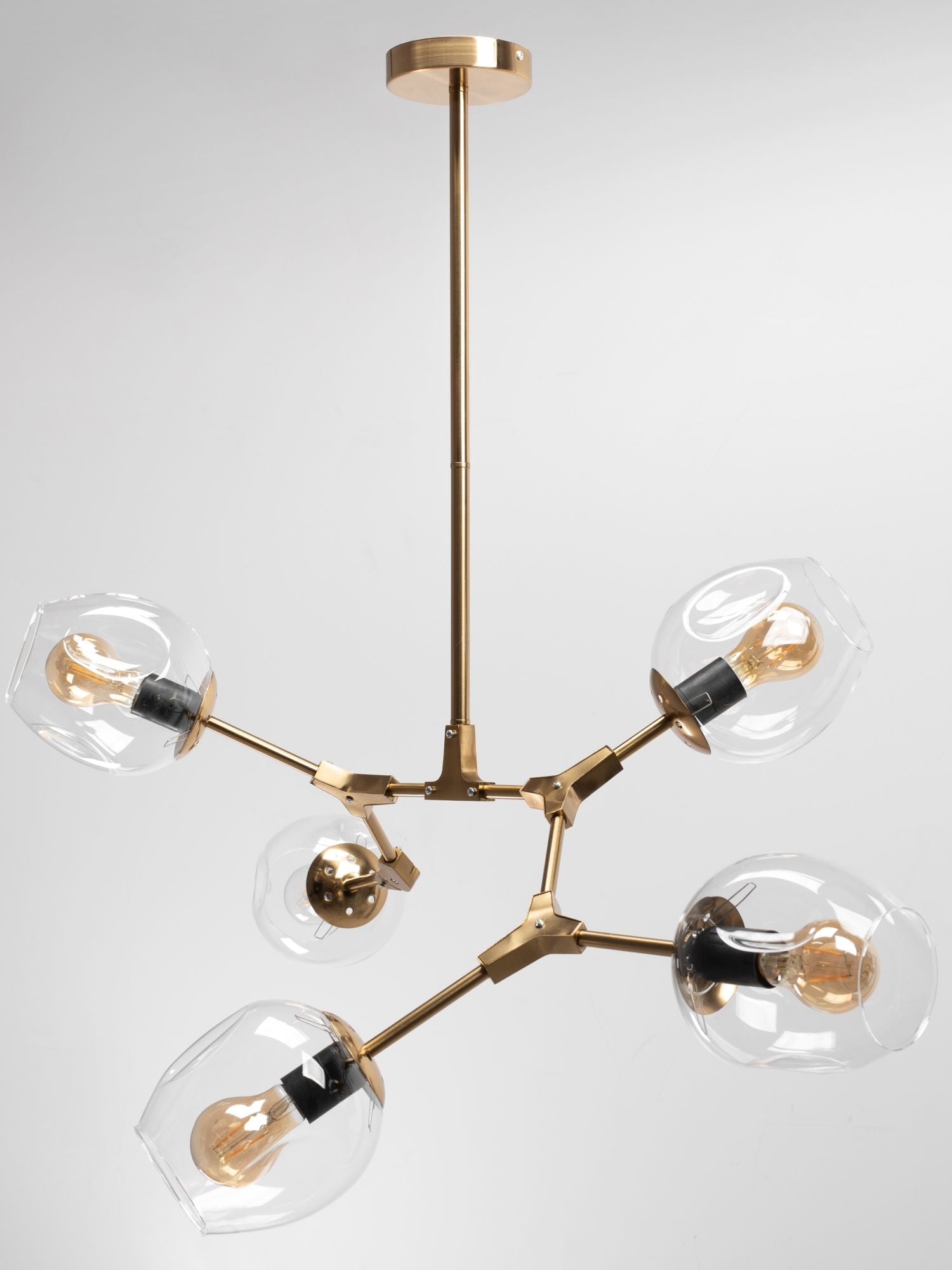 Lampa Wisząca Szklane Kule 5 Ramion APP506-5C Złota