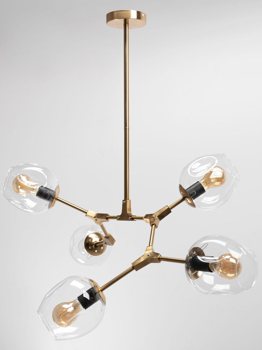 Lampa Wisząca Szklane Kule 5 Ramion APP506-5C Złota