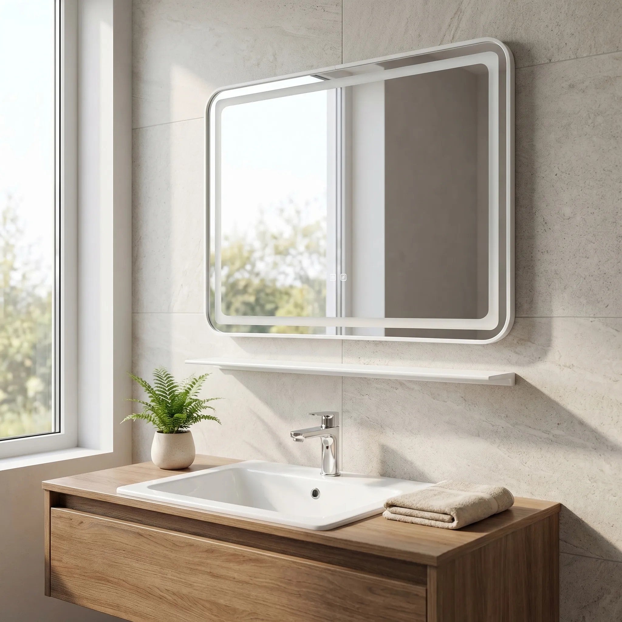 Lustro ścienne LED  z półką 80x60cm L-8060  2