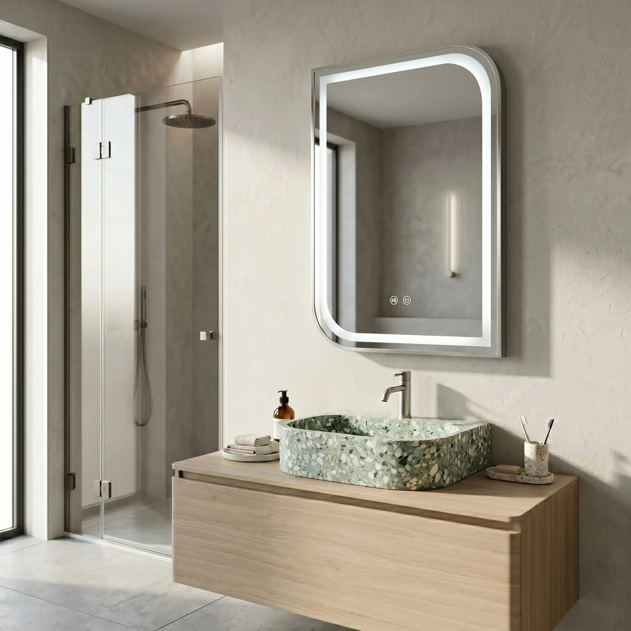 Lustro ścienne LED ZONE 70x50 Nikiel Szczotkowany  2