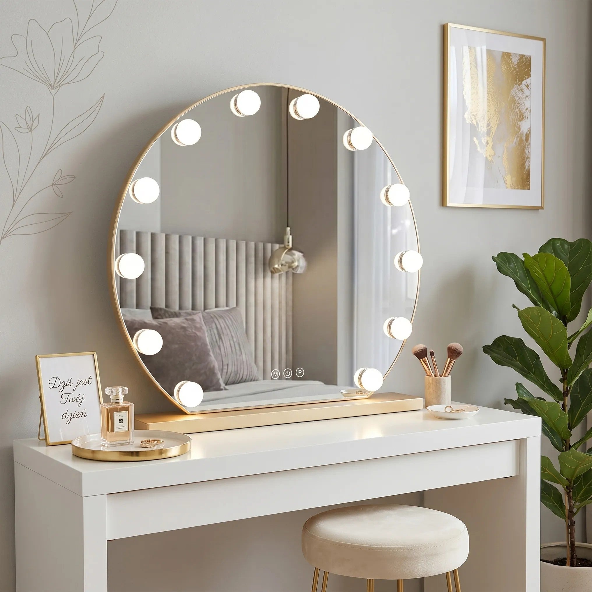 Lustro LED Hollywood Okrągłe L. Gold 50 cm  2