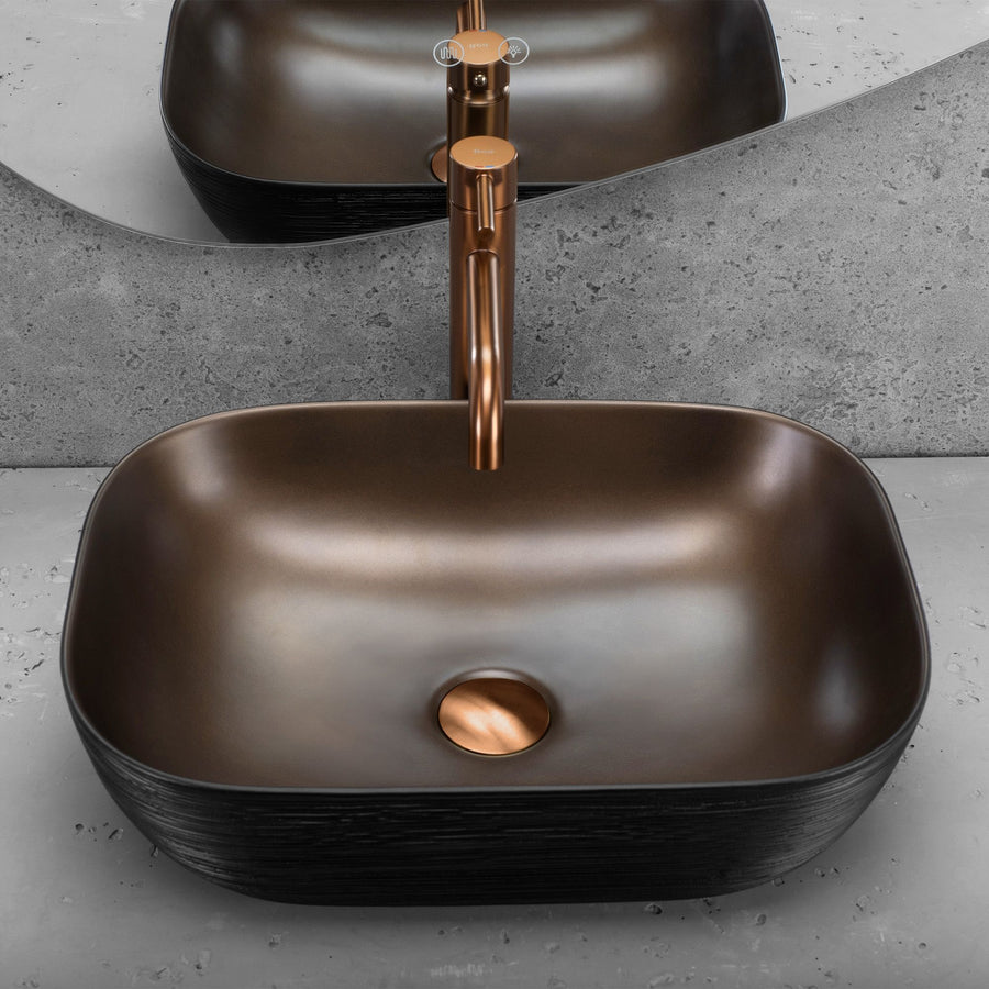 Umywalka nablatowa Rea Belinda COPPER BRUSH / Black  4
