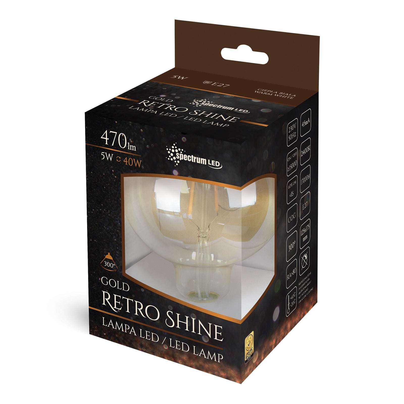 Żarówka LED Ozdobna Ciepła E-27 230V 5W Edison 14461  2