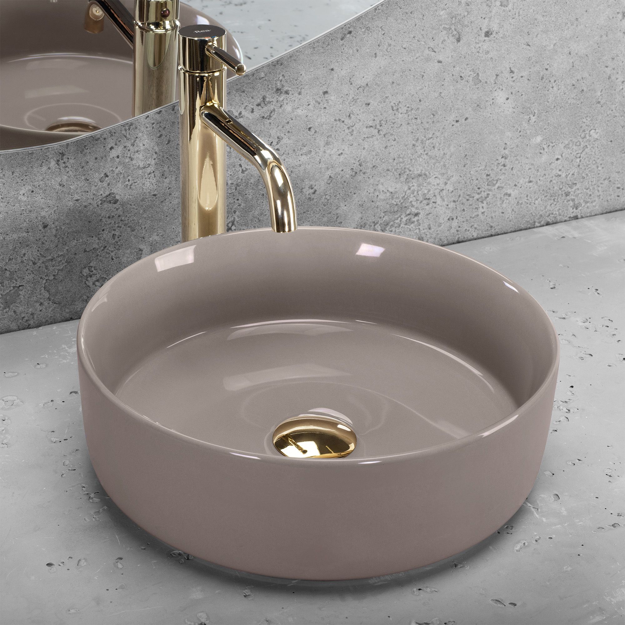 Umywalka nablatowa Rea Sami Beige Shiny  2