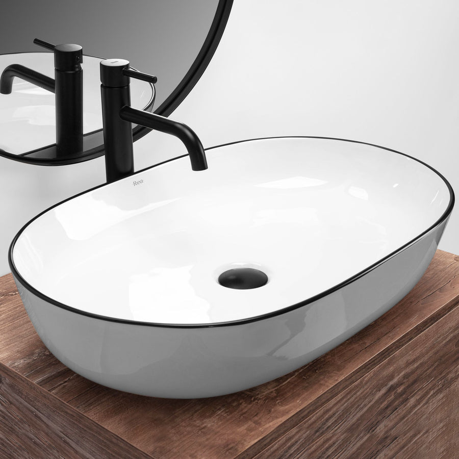Umywalka nablatowa Rea CLEO 61 Black edge