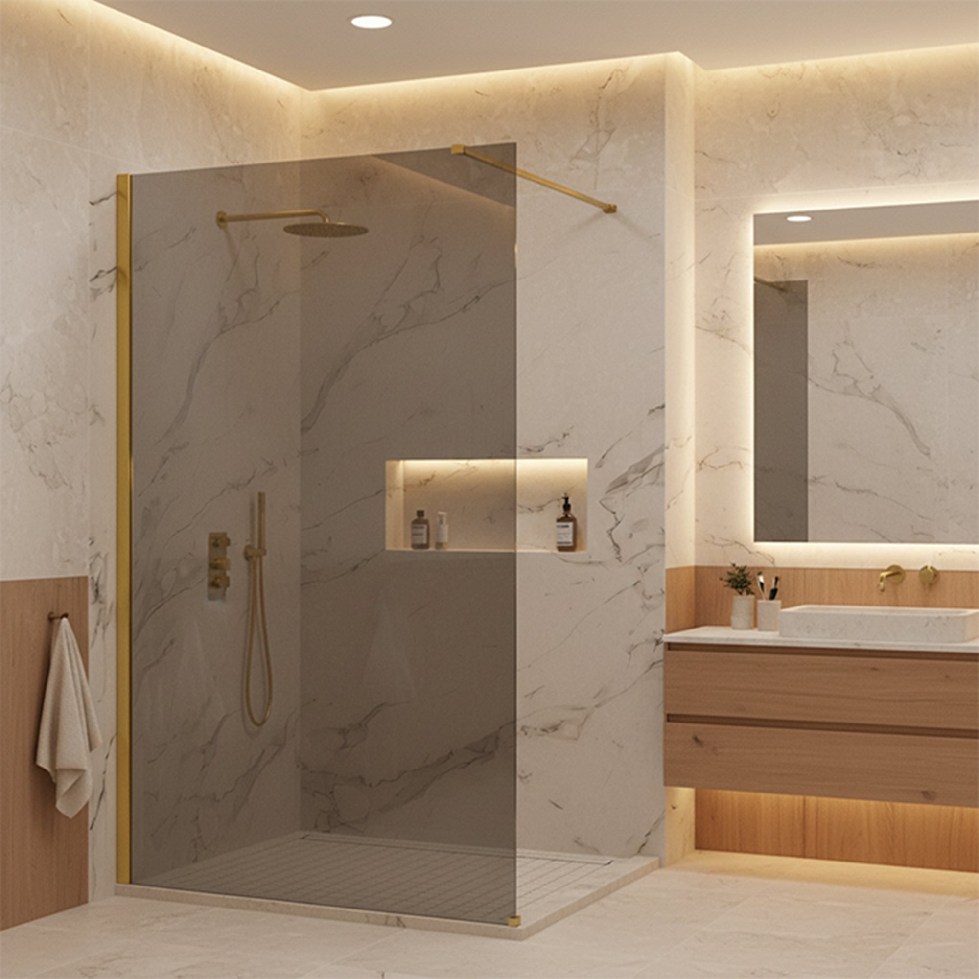 Kabina prysznicowa Walk-In Rea Flexi Grey / Gold 110  5