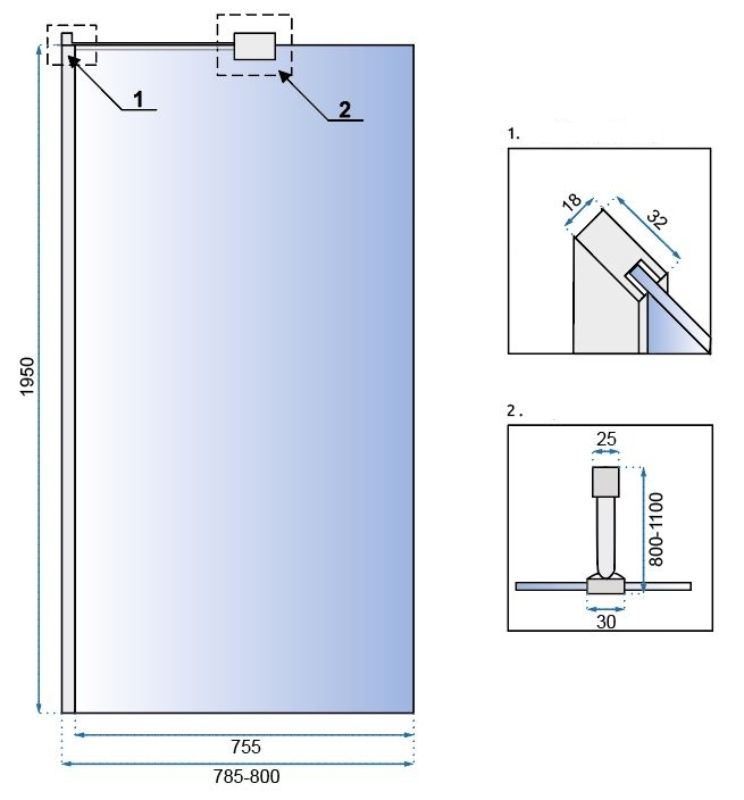 Ścianka prysznicowa Rea Aero N 80 Transparent