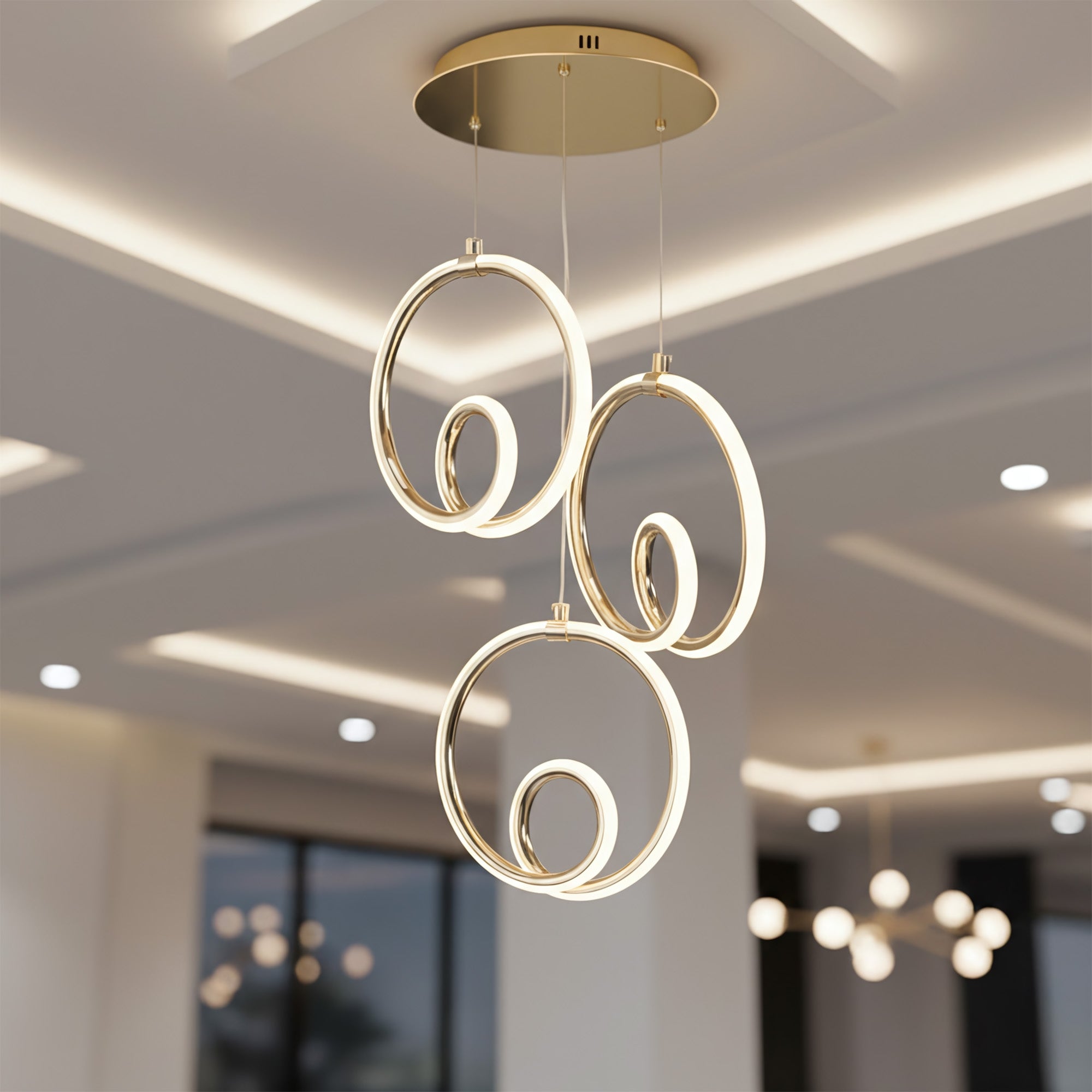 Lampa Sufitowa Wisząca Led Lhj095-3cp Złota  2