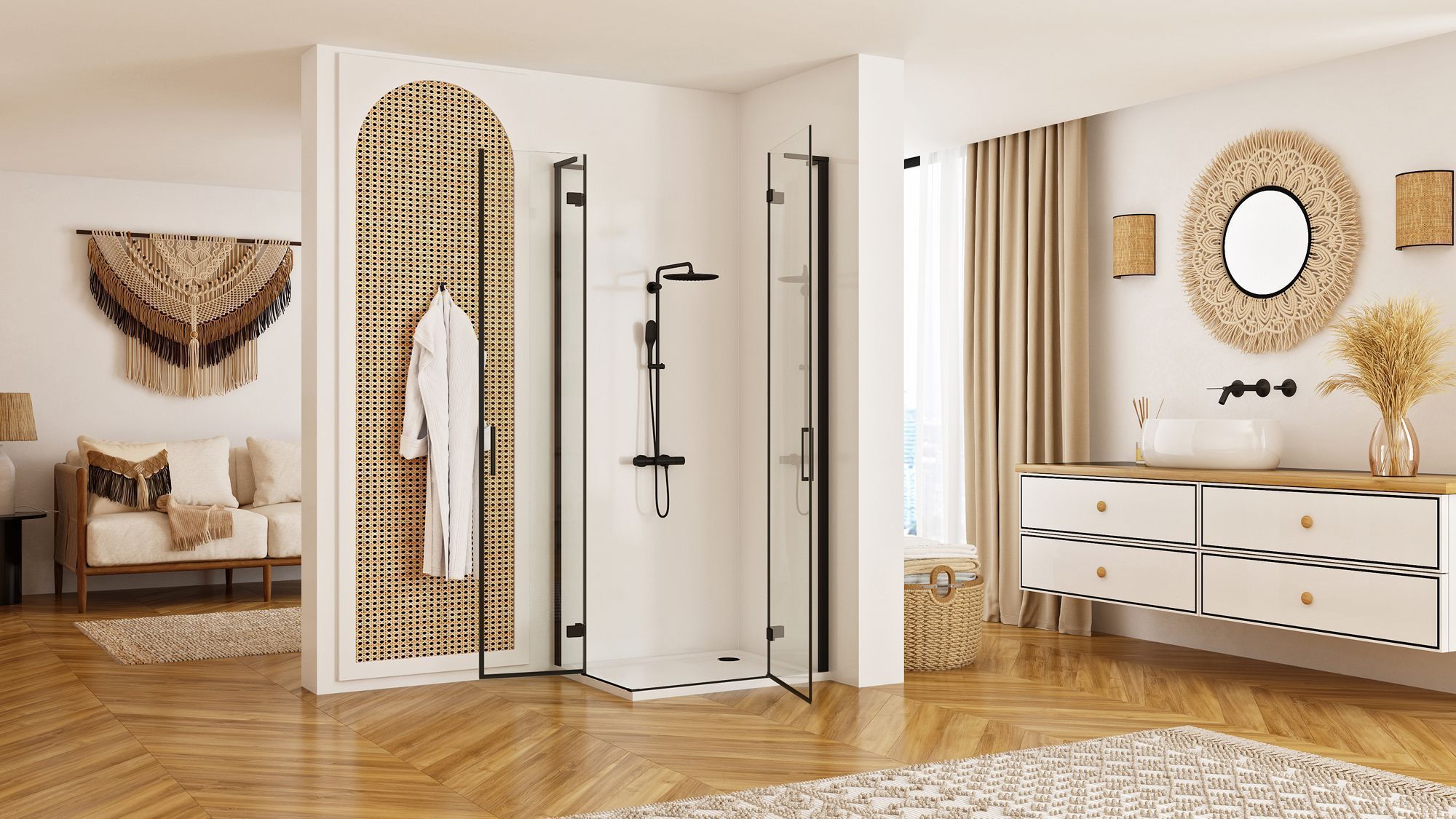 Kabina Prysznicowa REA Hugo Double Czarna 80x100