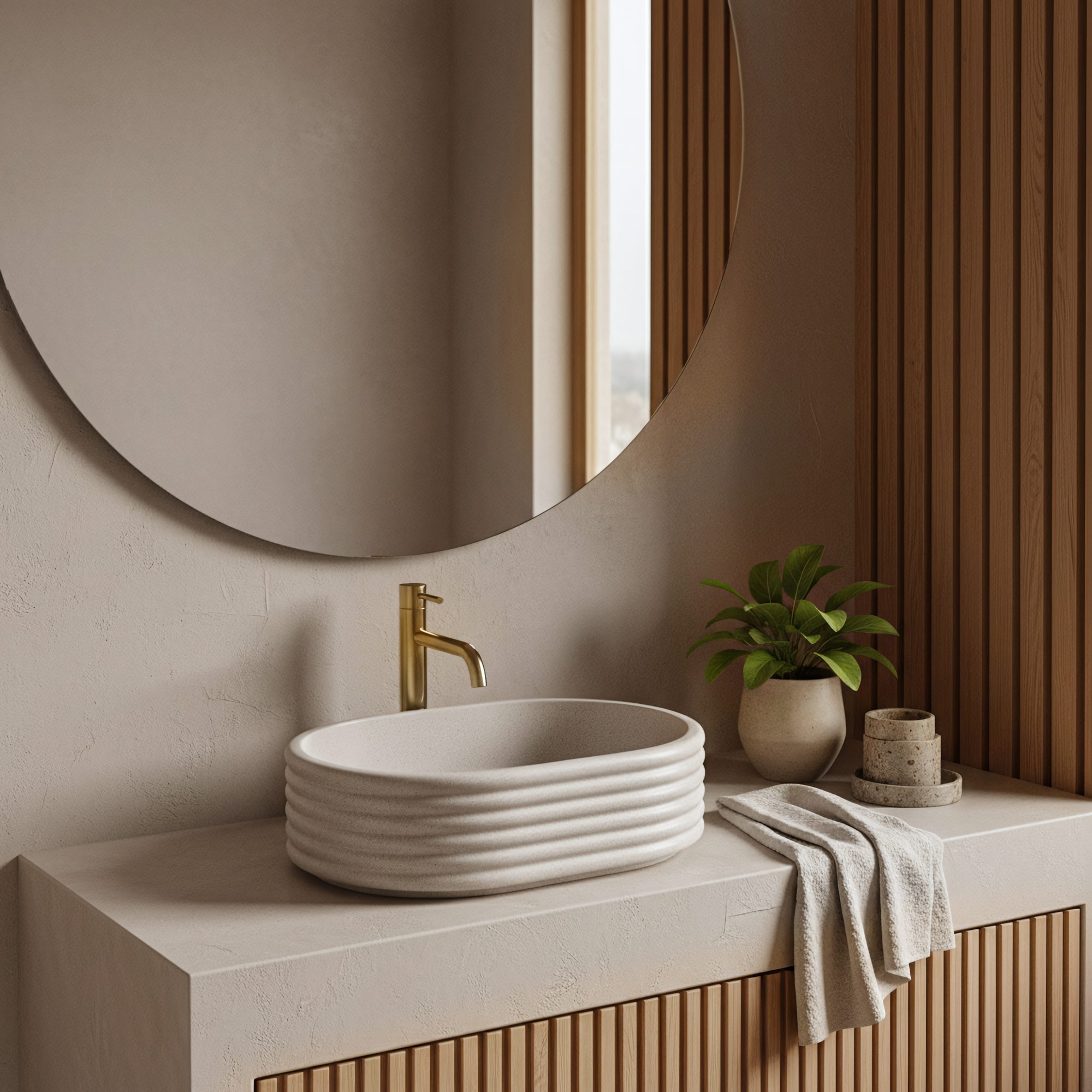 Umywalka nablatowa Rea Nicoletta Beige  5