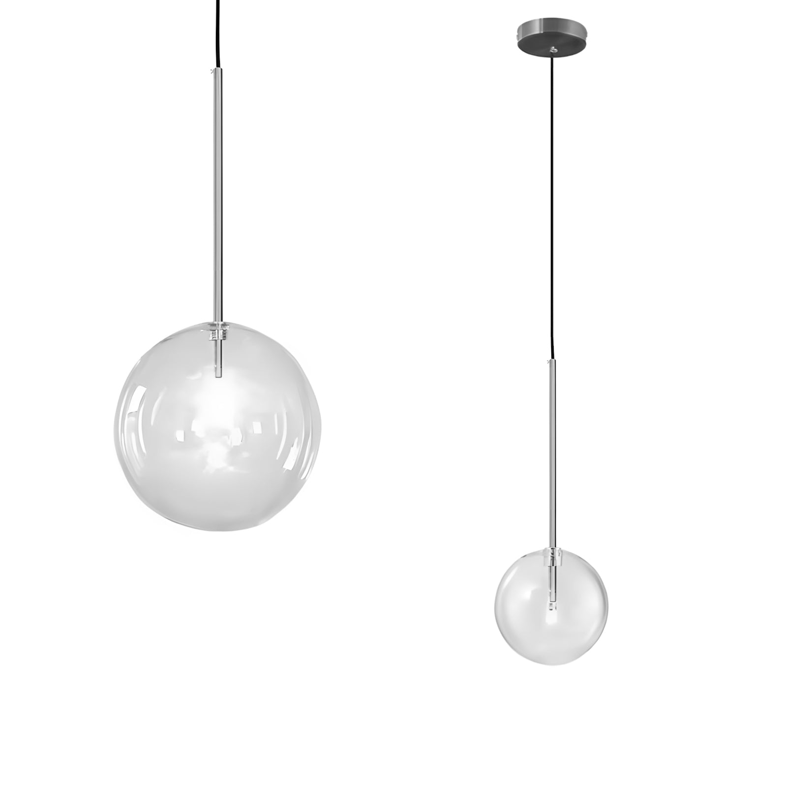 Lampa Sufitowa Wisząca Szklana Kula Czarny Chrom 15cm APP1682-1CP  1