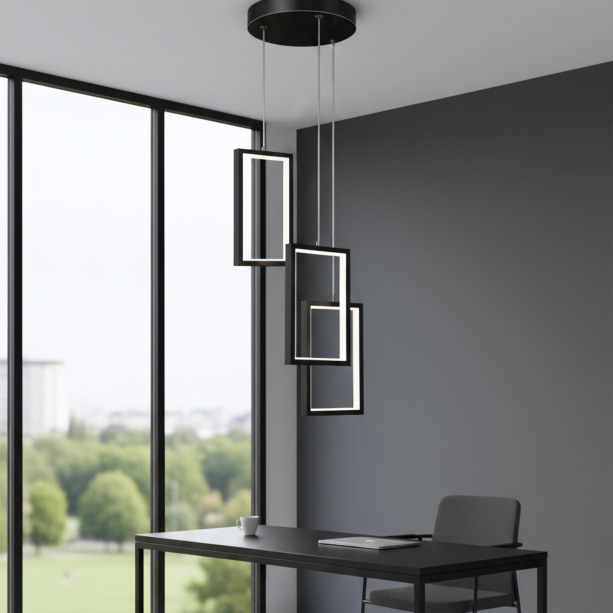 Lampa Sufitowa Wisząca Led Lhj087-3cp Czarna  2