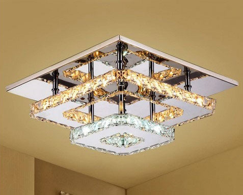 Lampa Sufitowa Kryształowa Plafon LED 24W Kwadratowa APP409-C APP410-C  6