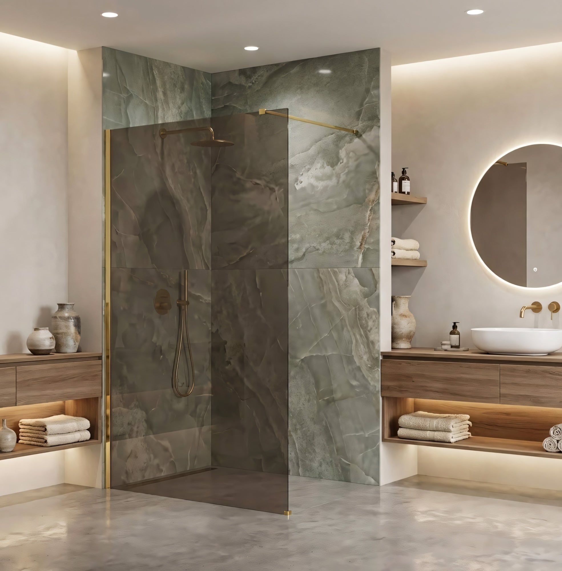 Kabina prysznicowa Walk-In Rea Flexi Brown / Gold 80  4