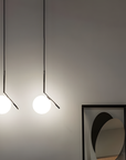 Lampa Sufitowa Wisząca Szklana Kula  G107-1W Czarna Biała  3