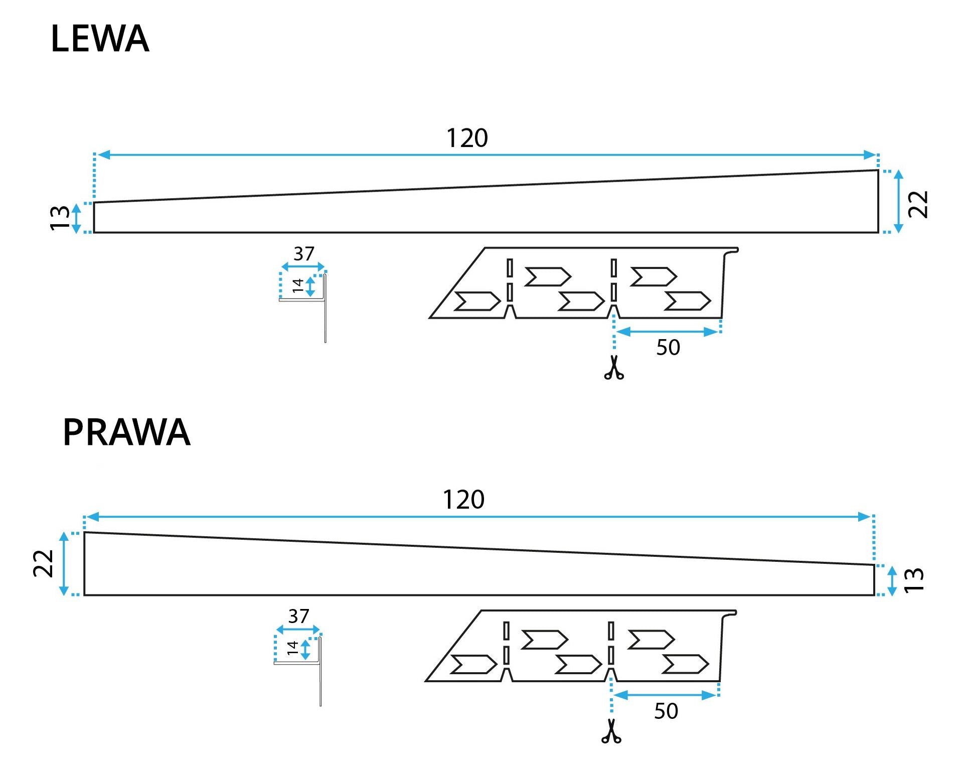 Listwa spadkowa brodzikowa 120cm Nikiel Szczotkowany