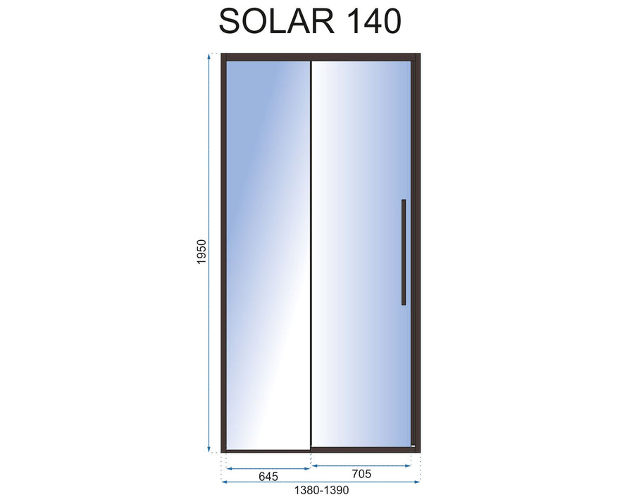 Drzwi prysznicowe SOLAR BLACK MAT 140