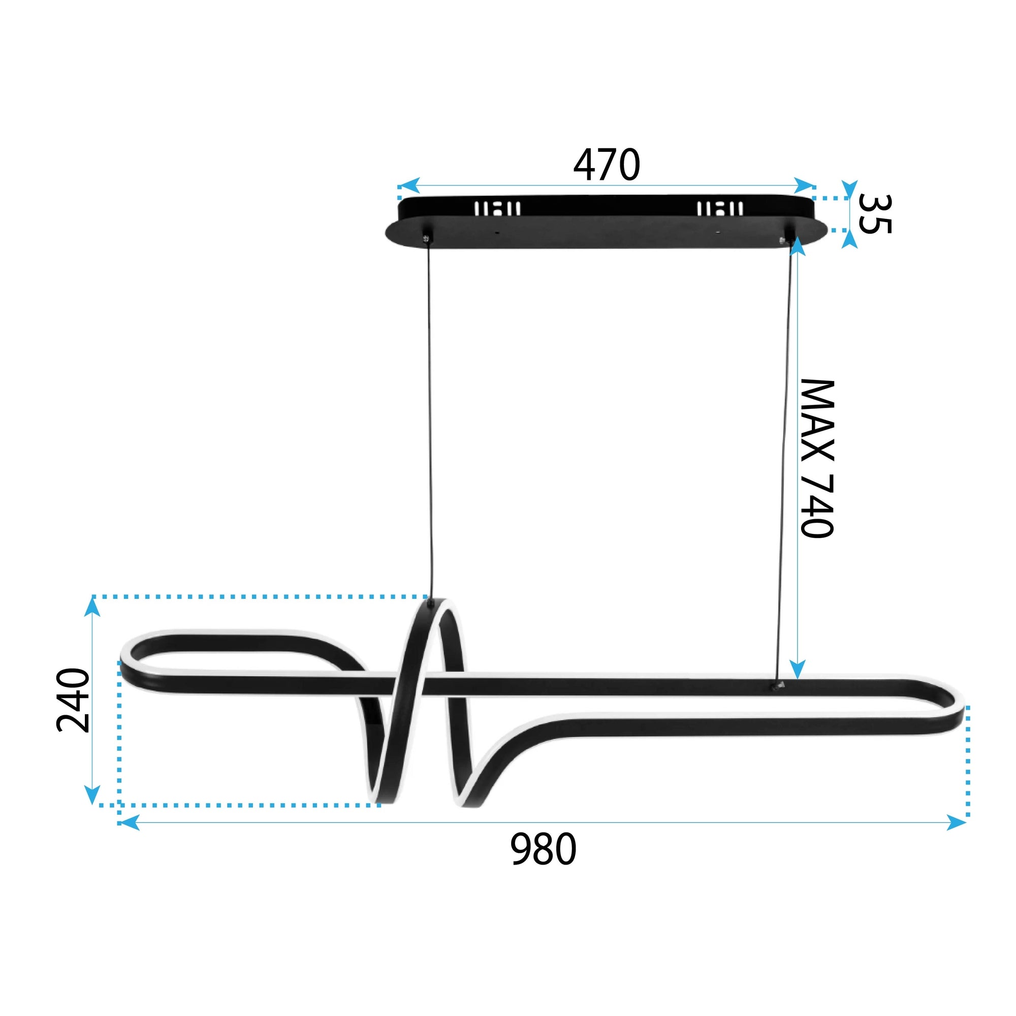 Lampa Wisząca Led G038-cp Czarna  7